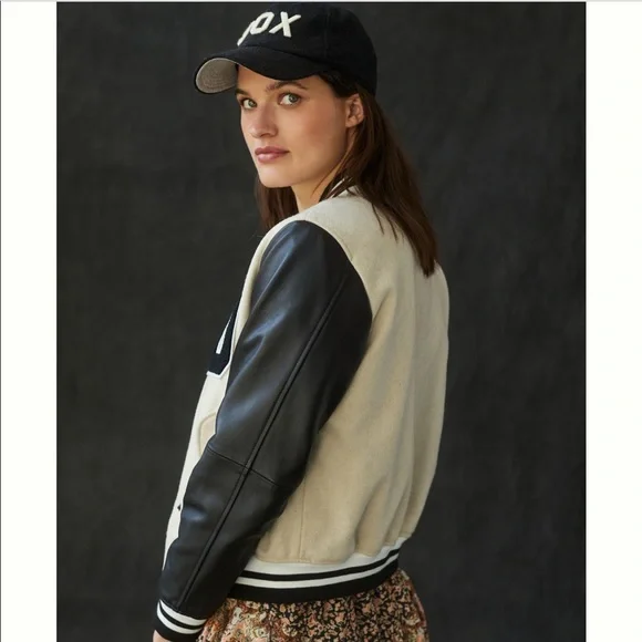 $580⬇️NWT FREE PEOPLE X DEADWOOD VARSITY LEATHER JACKET   Halloween costume cape - Picture 6 of 8